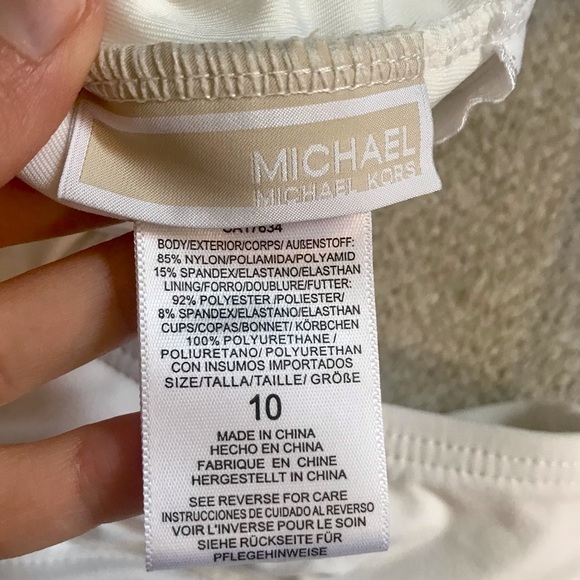 Michael Kors White Logo Ring One Shoulder One Piece Swimsuit - Picture 8 of 8